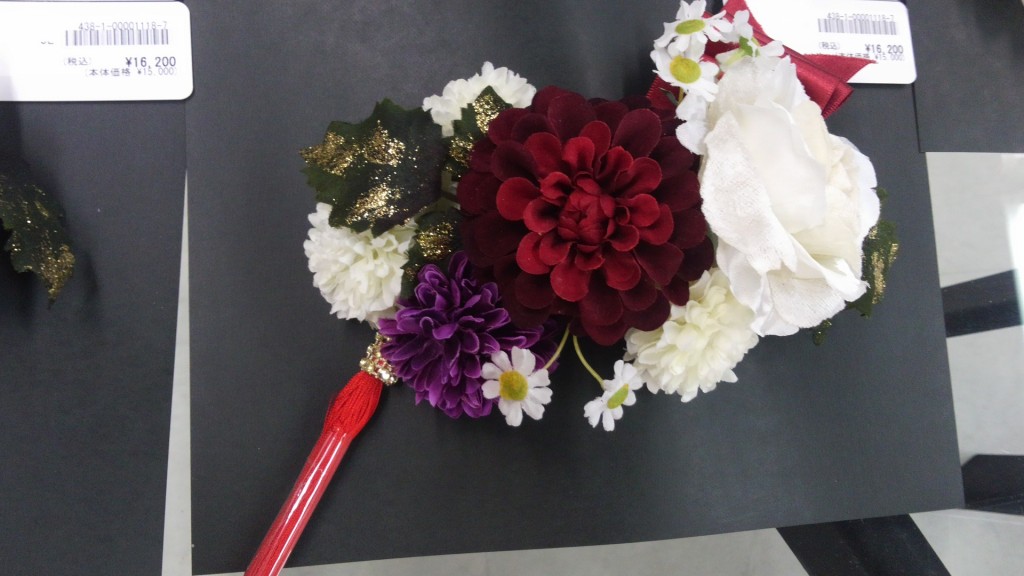 髪飾り　ワインレッド