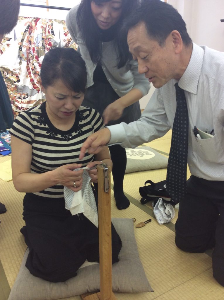 山本呉服店 藤娘きぬたや勉強会 杢目絞り運針2