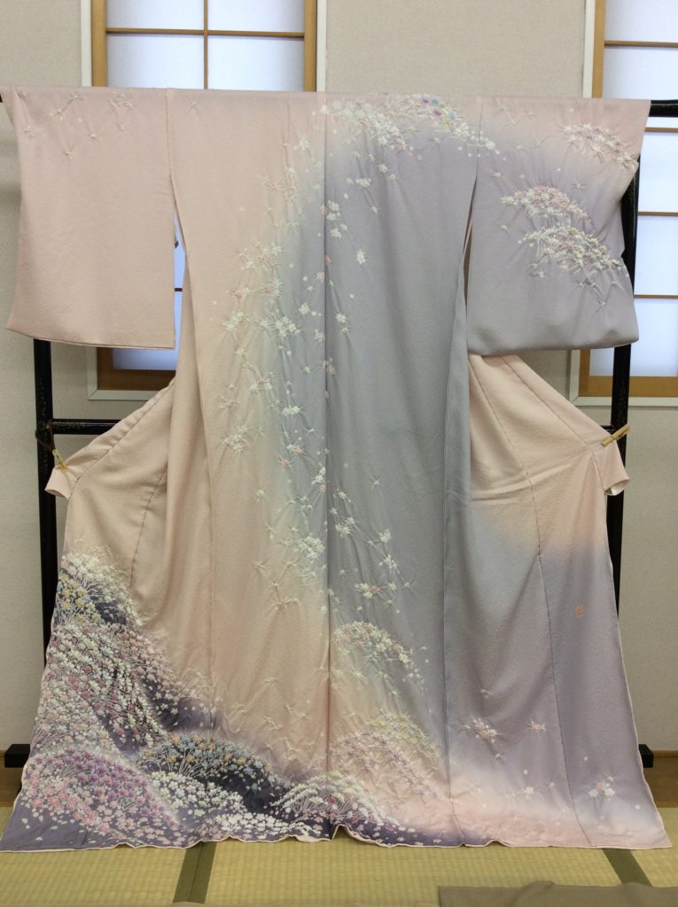 おぼろ染め訪問着　ピンク