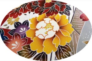 振袖 赤 紅型風