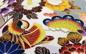 振袖 赤 紅型風