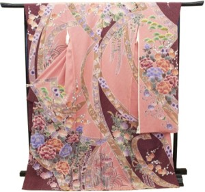 藤娘きぬたや 総絞り振袖 小紋バック ピンク地