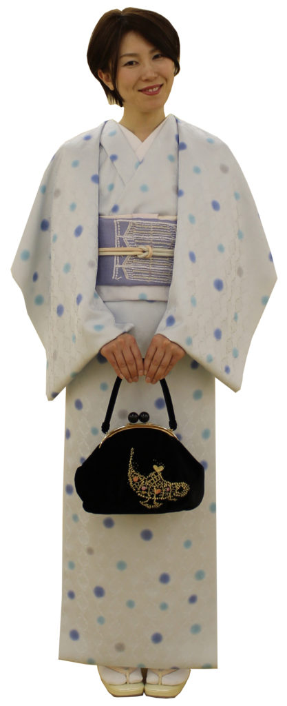 ツモリチサト がま口ハンドバッグ 小紋着物