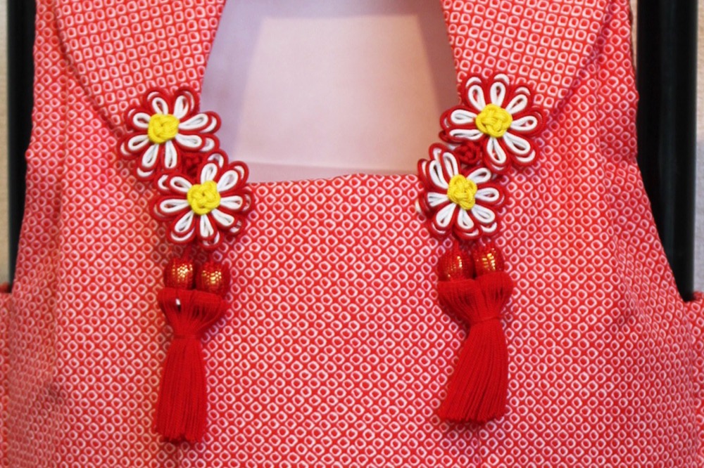 七五三 被布 赤 絞り風 ポリエステル