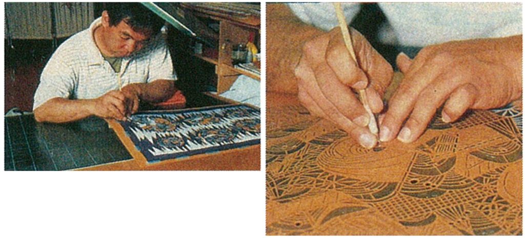 琉球紅型　型彫り